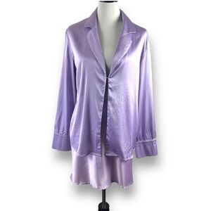 Rumours Women's L Pastel Purple Satin Skirt Suit Set 90s Feminine Coquette‎ New